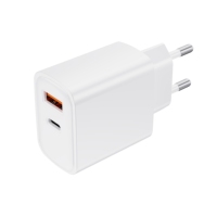 Pengisi Daya Dinding USB C 20W Dual Port Tipe-C dan USB A Adaptor Pengisian Cepat dengan Colokan EU US untuk Smartphone Tablet Earphone