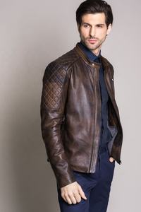 Abrigo de cuero italiano de lujo para hombre 2021, chaqueta de estilo Vintage de alta calidad personalizada con piel de vaca antigua de doble tono para prendas - Product Image 2