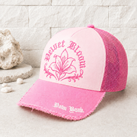 Gorra de 5 Paneles de Alta Calidad Dymf, Diseño Desgastado, Gorra Deportiva de Verano para Mujer, Logotipo Bordado Floral Personalizado, Gorra Trucker de Algodón