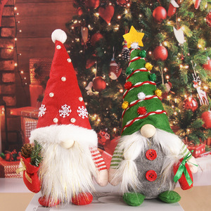 Gnome de Noël mignon sans visage, poupée en peluche, figurine de table de Noël pour la cheminée de la maison, décoration de fête de fin d'année - Product Image 1