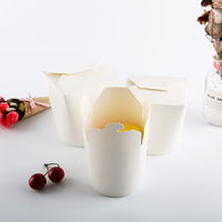 Boîte à pâtes ronde à fond rond en papier pour frites, avec couvercle pliable, imprimée sur mesure, biodégradable