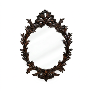 Miroir ovale en bois traditionnel fait main, écologique, luxueux, à suspendre au mur, cadre décoratif - Product Image 1