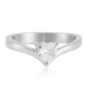 Heart Shape <b>Titanium</b> Steel <b>Ring</b> Prong Setting Engagement Women's Jewelry 21084 - Product Image 1