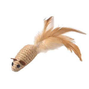 Juguete Interactivo de Alta Calidad para Mascotas, Ratón de Sisal con Cola de Plumas, Juguete de Ratón de Sisal para Gatos - Product Image 1