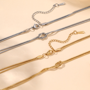 Coppie delinate abbinate in acciaio inossidabile <span class=keywords><strong>Love</strong></span> Knot collane catena serpente regolabile per sempre infinito - Product Image 3