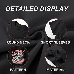 FOXA Camiseta Summer Vibes para mujer, camiseta informal con estampado de algodón - Product Image 6