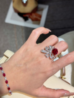 Nouvelle bague en or blanc 18 carats avec rubis cultivé en laboratoire, 5,5 carats, poids total de la pierre 9,77 g, bijoux fins sur mesure