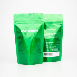 Bolsa pequeña de aluminio <span class=keywords><strong>verde</strong></span> metálico personalizada con cremallera, adhesivo a prueba de humedad, bolsa de soporte de sellado caliente para productos químicos, diseño impreso de gasolina - Product Image 2