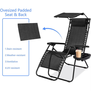 <span class=keywords><strong>Chaise</strong></span> zéro gravité réglable XFY <span class=keywords><strong>avec</strong></span> auvent et plateau latéral pour le <span class=keywords><strong>camping</strong></span> en plein air, la plage, le patio, <span class=keywords><strong>chaise</strong></span> inclinable - Product Image 6