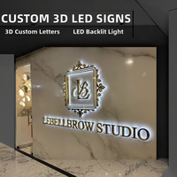 Huruf Akrilik 3D Custom Laser Cut dengan Signage LED Backlit Efek Cahaya Biru dan Logo UV