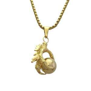 Yunnique – collier avec pendentif griffe de Dragon, en acier inoxydable doré, breloque du zodiaque animal, bijoux cadeau pour hommes - Product Image 5