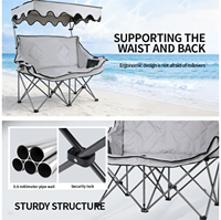 Chaise longue double inclinable moderne en tissu Oxford imperméable avec pare-soleil et auvent – Portable pour camping, patio et plage