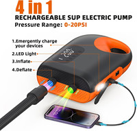 Pompe à air SUP 18000mAh, gonflage haute pression 20PSI avec lumière LED à arrêt automatique, fonction de dégonflage pour planches à pagaie, bateaux, tente