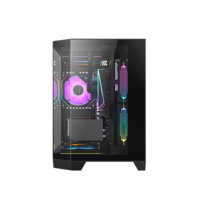 AntarcChill Micro-ATX PC Case Transparent Mid Tower for Office Computer Black Table Case Dustproof Filter Mini Fish Tank