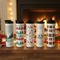 Bouteille d'eau sport en acier inoxydable double paroi de 20 oz au design classique avec paille 2-en-1, biberons classiques sous vide vierges pour sublimation