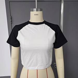T-shirt in cotone personalizzato da donna con rivestimento colorato SlimCrop canotta con Logo digitale stampato stile Casual 100% tessuto intrecciato - Product Image 2