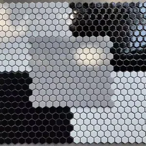 Hexagon Black Mosaic Ceramic Tile for Bathroom Floor Tile