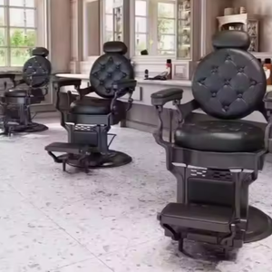 Luxury <b>Retro</b> Salon Hairdressing Barber <b>Chair</b> Hydraulic Hair Cutting Reclining Grooming Massage Leather Furniture for Gym Use - Product Image 3