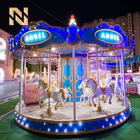 Manège romantique bleu Nova Rides, 16 animaux de carrousel à vendre, CBD-16-Blue Horses à vendre avec éclairage