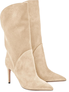 Platform Pole Dance Faux <b>Suede</b> Zipper-Up Knee-High Peep Toe Thin <b>Heel</b> Super High Rhinestone Crystal Diamond Transparent Winter - Product Image 1