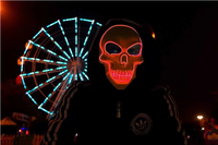 Masque d'Halloween lumineux à LED 7 couleurs de haute qualité en stock pour les fêtes, masque de fête effrayant en gros, masque de crâne squelette fantôme