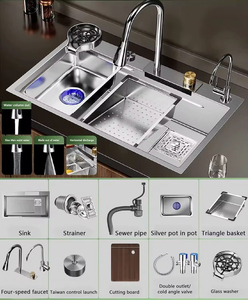 Évier de cuisine domestique en acier inoxydable 304, grand bac unique, épaissi, avec coussin d'isolation acoustique pour le lavage des légumes, anti-rouille, brossé - Product Image 6