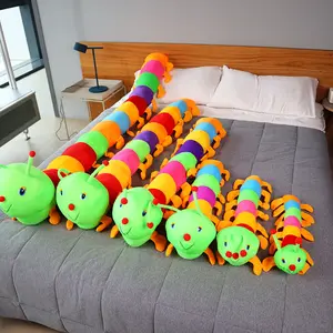 Colorful Soft Multi Size Long Shaped Stuffed Animals Kids Toys Plush Caterpillar Pillow