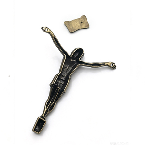 Mecrt Crucifijo de Aleación de Zinc con Figura de Corpus de Jesús, Estilo Católico Vintage Antiguo, Bronce, con INRI, para Adorno de Cruz <span class=keywords><strong>DIY</strong></span>, Venta al por Mayor - Product Image 4