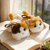 Porte-clés en peluche chat mignon en gros, jouet animal en peluche doux, mini breloque de sac pour enfants et filles, cadeau d'anniversaire