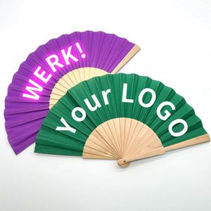 Abanico de mano de bambú personalizado con impresión a color liso, el más barato, para bodas y regalos corporativos - Product Image 2