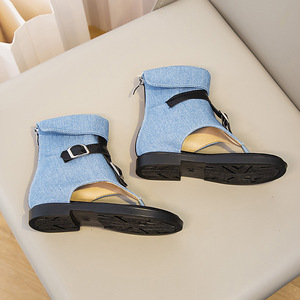 Sandales d'été pour enfants en gros – Tongs en jean tendance pour filles, sandales montantes à fermeture éclair arrière - Product Image 6