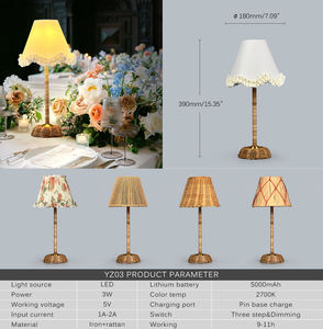 Moderne Bambus-Tischlampe mit Kabelloser Aufladung und Rattan-Lampenschirm, Hochzeitsdekoration, Anpassbare Stoffausführung - Product Image 6