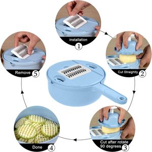 Multifunction Vegetable Cutter with Drain Basket Vegetable Onion Chopper Veggie Shredder Grater Portable Slicer Kitchen - Product Image 6