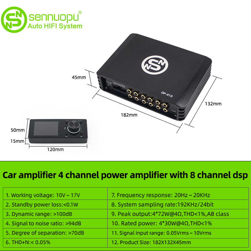 SennuopuカーDSPプロセッサーパワーアンプ4チャンネルオーディオ