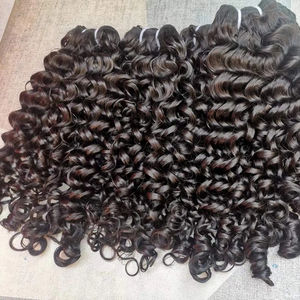 工厂价格100% 未加工的原始头发批发缅甸卷发束生缅甸卷发10 ”-40” 自然色 - Product Image 1