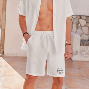 Custom Embroidery 100% Polyester Mesh Quick Dry Breathable Training <b>Shorts</b> Elastic Waist Street Wear Baggy Style Plain <b>White</b> - Product Image 6