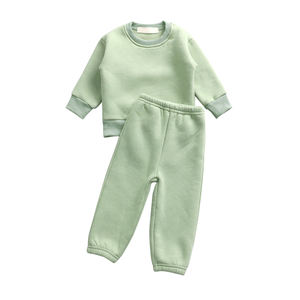 ชุดเสื้อผ้าเด็กขายส่งแบบหนา ชุดจั๊มสูทเด็กผู้หญิงผ้าฟลีซสีพื้น - Product Image 2