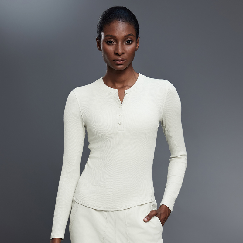 Womens Long Sleeve Fitted Modal Spandex Workout Top Seamless Four Way Stretch Sweat Wicking Breathable Quick Dry Half Zip Tee