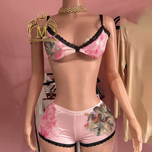 Ensembles tendance pour femmes, haut court imprimé et short, ensemble 2 pièces sexy Y2K, ensemble 2 pièces de créateur, vêtements pour femmes - Product Image 3