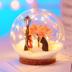 Boule de neige <span class=keywords><strong>en</strong></span> résine flocon de neige, boule de cristal avec lampe, alliance, couples romantique, pour garçons et filles, sans visage - Product Image 1