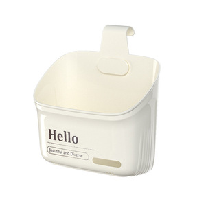 Hanging <b>Storage</b> <b>Basket</b> Rectangle <b>Wall</b> Mounted Punch Free Kitchen Bathroom Food Container Small Nordic White - Product Image 5