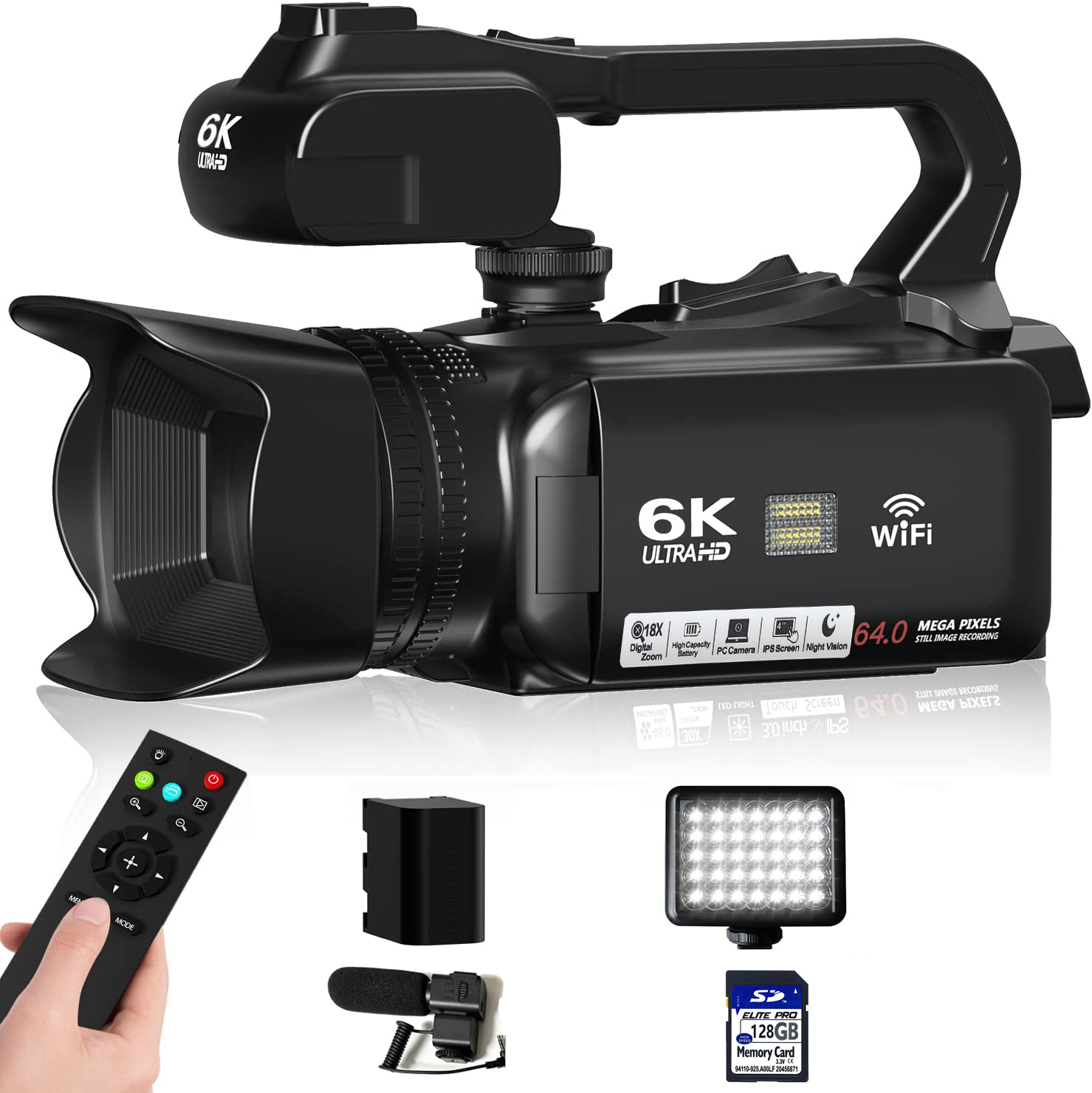 6k Video Camera Camcorder 64mp 18x Digital Zoom Ir Night