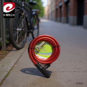 Lucchetto per Bicicletta Cantado con Cavo in Acciaio Rosso e Chiave, 120cm, per Sicurezza Bici - Product Image 2