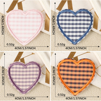 Patch brodé thermocollant en forme de cœur à motif écossais de 4 cm pour vêtements - Vente en gros