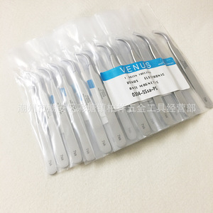 Pinzas de acero inoxidable antimagnéticas esmeriladas VENUS, pinzas curvadas 7SA, pinzas de precisión para reparación de relojes - Product Image 1