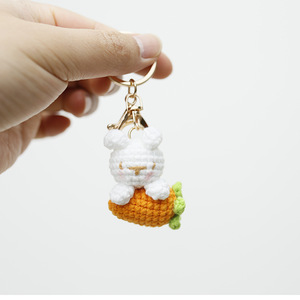 Dễ thương phim hoạt hình cà rốt Tai Dài Thỏ handmade Crochet mặt hàng động vật đan amigurumis sợi đồ chơi móc khóa Bunny Búp bê túi quyến rũ - Product Image 6