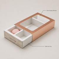 Boîte cadeau rigide en carton métallisé or rose avec fenêtre, impression personnalisée pour boulangerie, aliments, coffret tiroir, emballage de luxe haut de gamme