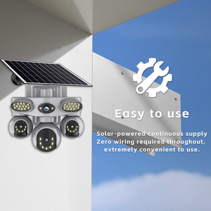 Cámara WiFi AOV CCTV de 4 Lentes con Panel Solar para Monitoreo de Granjas, Batería de Gran Capacidad de 16000 mAh, Compatible con la Aplicación <span class=keywords><strong>V380</strong></span> <span class=keywords><strong>Pro</strong></span> - Product Image 1
