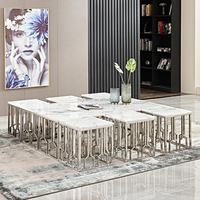 Table basse en métal avec 6 pièces, mobilier de villa populaire, en acier inoxydable, table d'angle, livraison gratuite