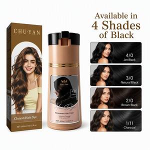 CHU-YAN Teinture Capillaire Permanente 400ml Formule Nourrissante Tous Types de Cheveux Noir Jais Noir Naturel Noir Brun-Charbon - Product Image 4